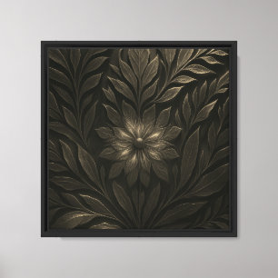 Lienzo Florecimiento Botánico Dorado – Floral Oscura Eleg