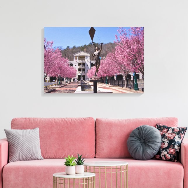 Lienzo Florecimiento de cerezos en aguas termales Poster  (Insitu (Sala de estar))