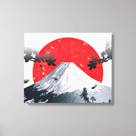 Lienzo Florecimiento de cerezos en el Fuji Japón