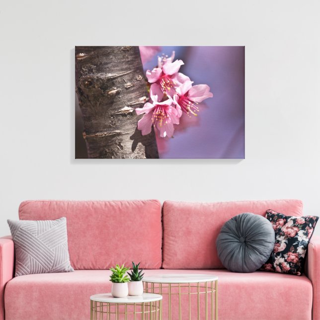 Lienzo Florecimiento de cerezos encerrados contra Poster  (Insitu (Sala de estar))