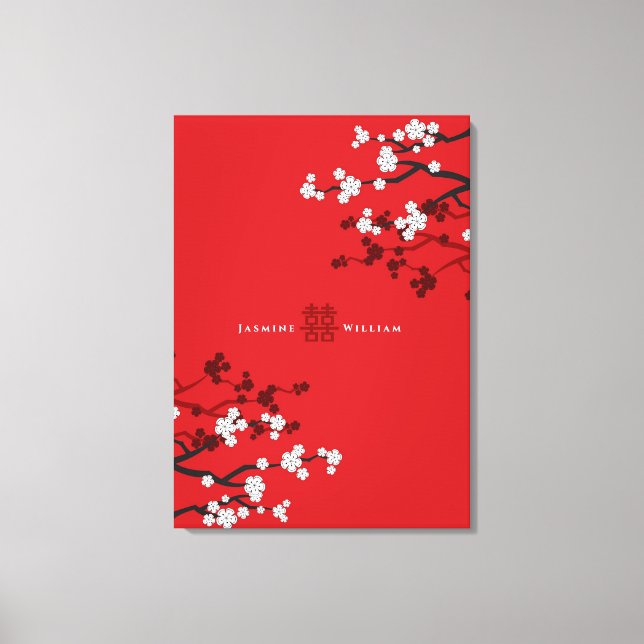 Lienzo Florecimiento de cerezos y doble felicidad Boda ch (Anverso)