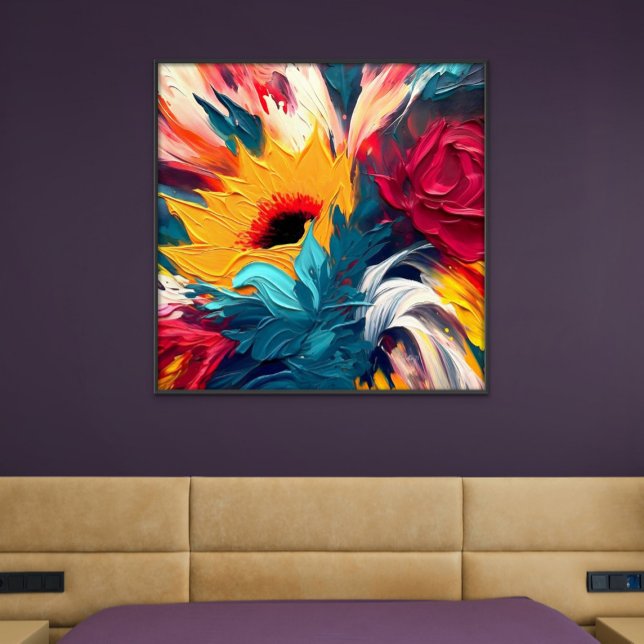 Lienzo Florecimiento Radiante – Expresión Floral Abstract (Radiant Bloom – Bold Abstract Floral Expression)