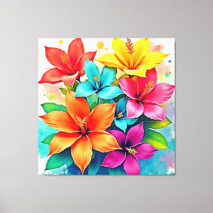 Lienzo Florecimientos Vibrantes: Diseño Mágico Floral Tro