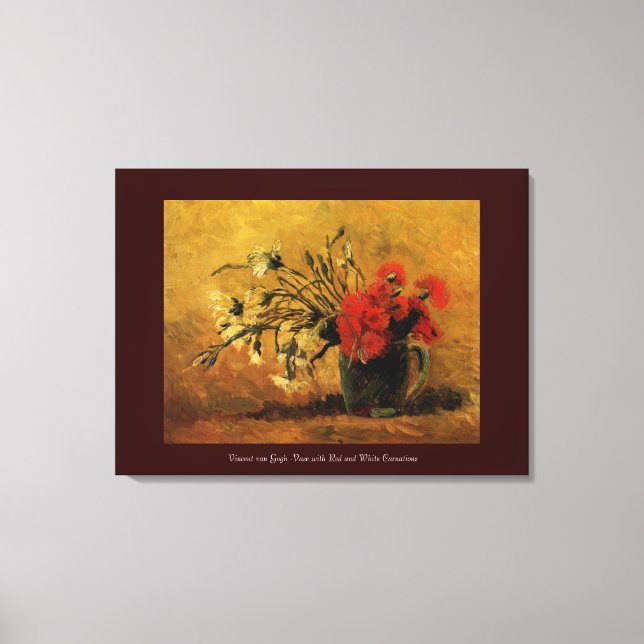 Lienzo florero con claveles rojos y blancos, van Gogh (Anverso)