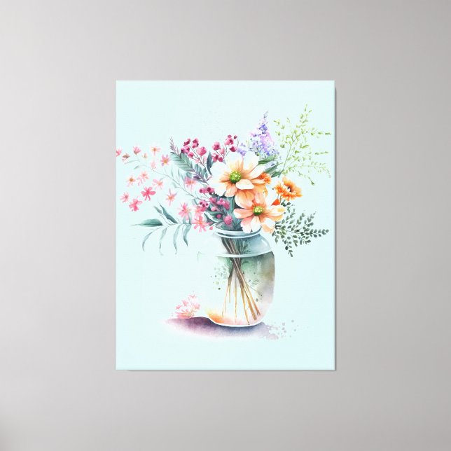 Lienzo florero de flor Stretched Canvas Print (Anverso)