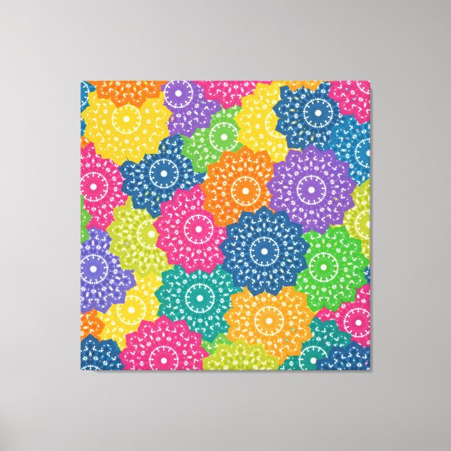 Lienzo Flores abstractas coloridas vibrantes (Anverso)