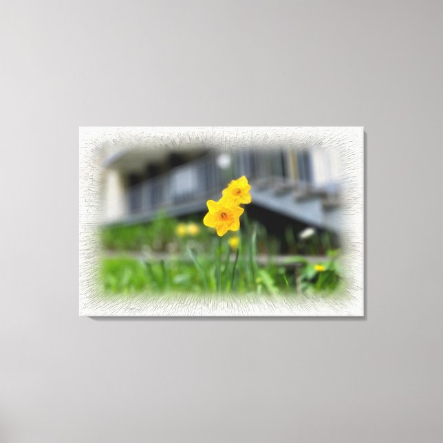 Lienzo Flores amarillas bienvenidas (Anverso)