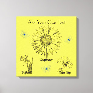 Lienzo Flores amarillas ilustradas