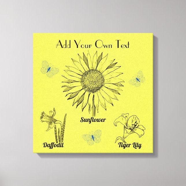 Lienzo Flores amarillas ilustradas (Anverso)