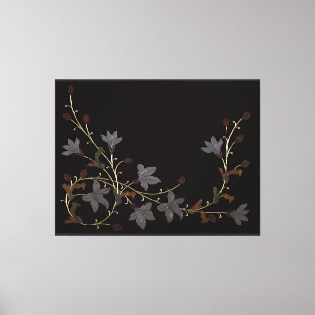 Lienzo Flores Art Déco sobre negro (Anverso)