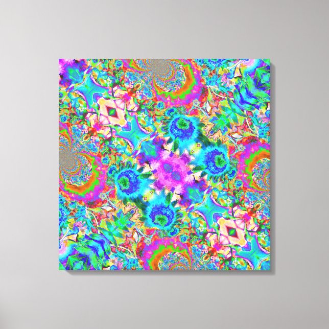 Lienzo Flores azules abstractas - pintura floral retro (Anverso)