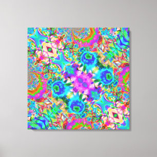 Lienzo Flores azules abstractas - pintura floral retro