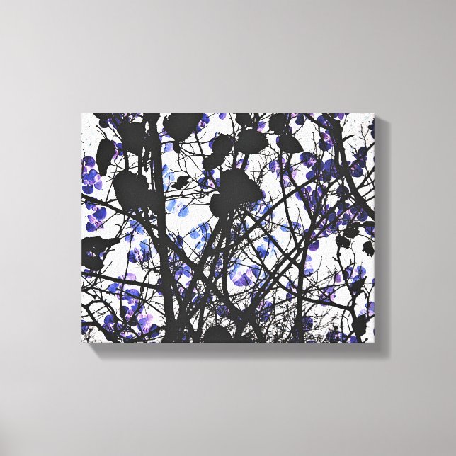 Lienzo Flores azules en el concepto de árbol de invierno  (Anverso)