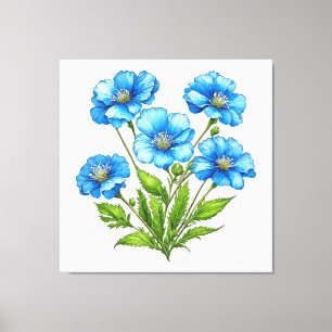 Lienzo Flores Azules Pequeñas