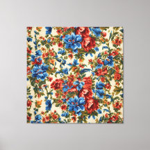 Flores azules y rojas exuberantes italianas con ho