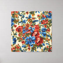 Flores azules y rojas exuberantes italianas con ho