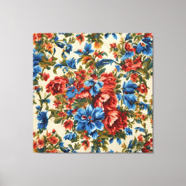 Lienzo Flores azules y rojas exuberantes italianas con ho