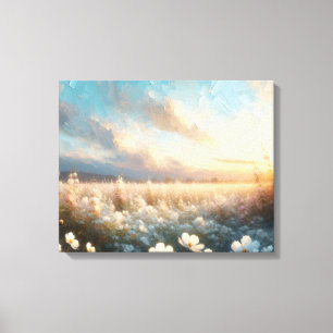 Lienzo Flores blancas bajo un hermoso cielo
