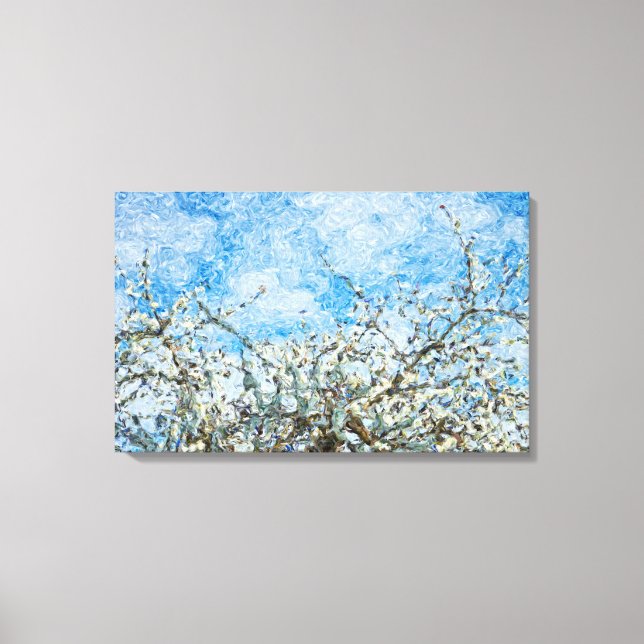 Lienzo Flores blancas de ciruela en primavera (Anverso)