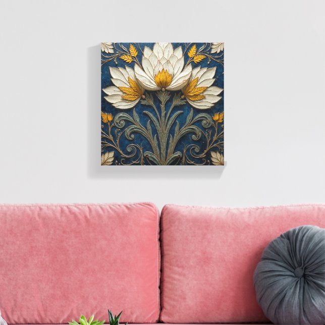 Lienzo Flores blancas y amarillas en capas (Insitu (Sala de estar))