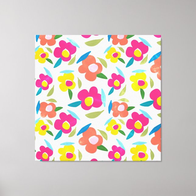 Lienzo Flores brillantes en blanco (Anverso)