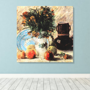 Lienzo Flores, Cafetera y Frutas por Vincent van Gogh