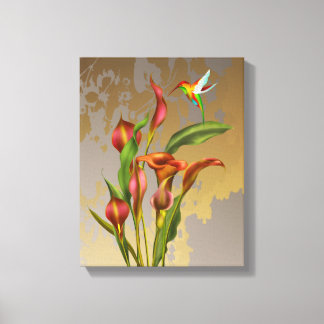 Lienzo Flores - Calla Lilies y Hummingbird