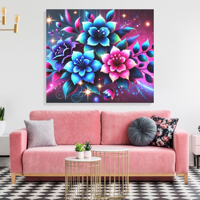 Lienzo Flores Coloridas 3D (Insitu (Sala de estar))