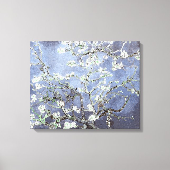 Lienzo Flores de Almendro de Van Gogh Azul Acero (Anverso)