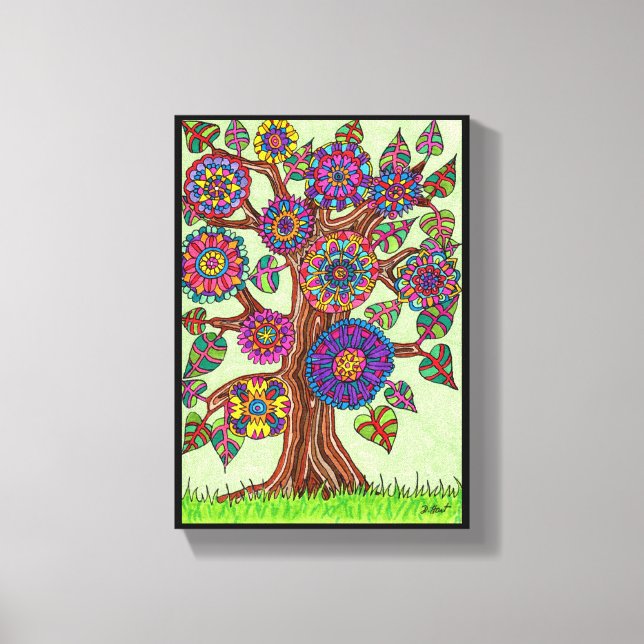 Lienzo Flores De Árbol Coloridas Dibujo De Personalizados (Anverso)