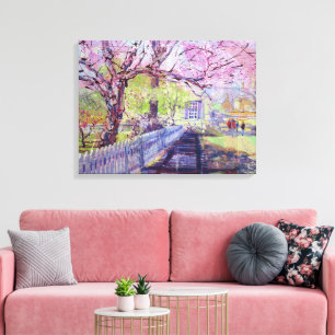 Lienzo Flores de árbol de redbud rosa en Williamsburg Vir