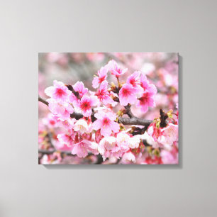 Lienzo Flores de árbol rosa floral japonesa de cerezo
