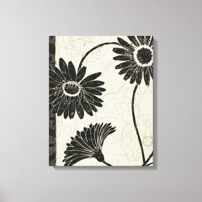 Lienzo Flores de blanco y negro (Anverso)
