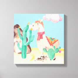 Lienzo Flores de Cactus de Llama del Desierto de Arizona