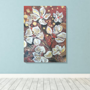 Lienzo Flores de cerezo blanco en el fondo de los bokees