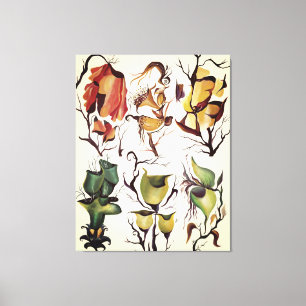 Lienzo Flores de color de agua de la selva tropical exóti