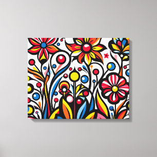 Lienzo Flores de colores dibujadas -