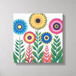 Lienzo Flores de colores vivos y estética floral