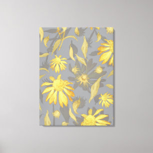 Lienzo Flores de cono gris amarillo dorado y elegantes