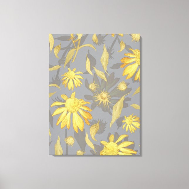 Lienzo Flores de cono gris amarillo dorado y elegantes (Anverso)