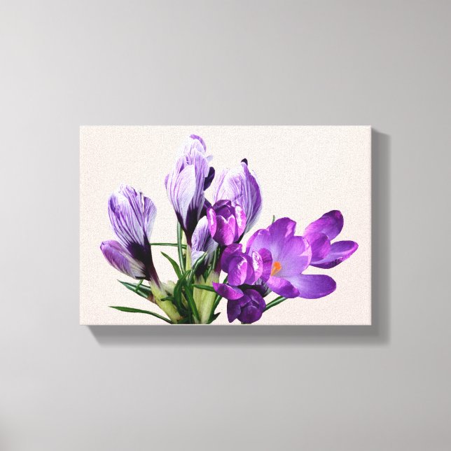 Lienzo Flores de crocus morado boho moderno con estilo gl (Anverso)
