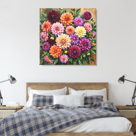 Lienzo Flores de Dalia Coloridas
