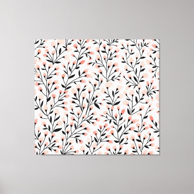 Lienzo Flores de Doodle: Coral Floral Seamless. (Anverso)