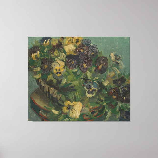 Lienzo Flores de época Floral Van Gogh Cesta de Pansies (Anverso)