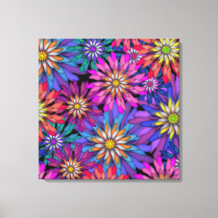 Lienzo Flores de fantasía abstractas coloridas