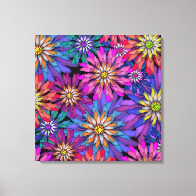 Lienzo Flores de fantasía abstractas coloridas (Anverso)