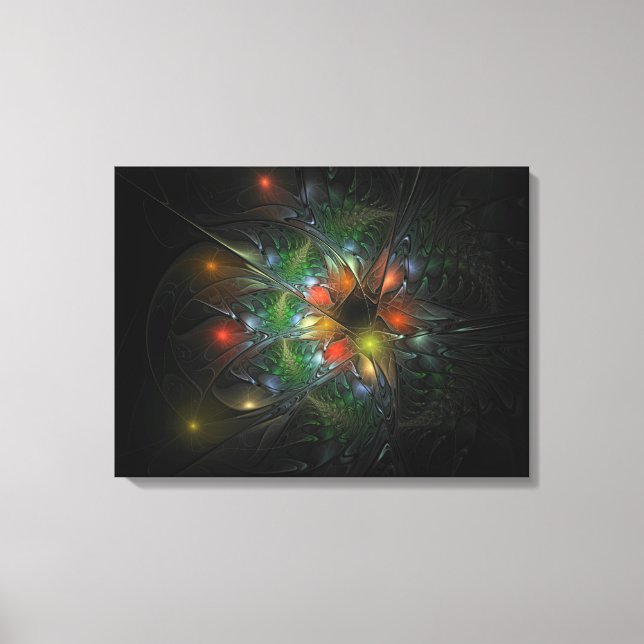 Lienzo Flores de fantasía fractal blandas y tendientes (Anverso)