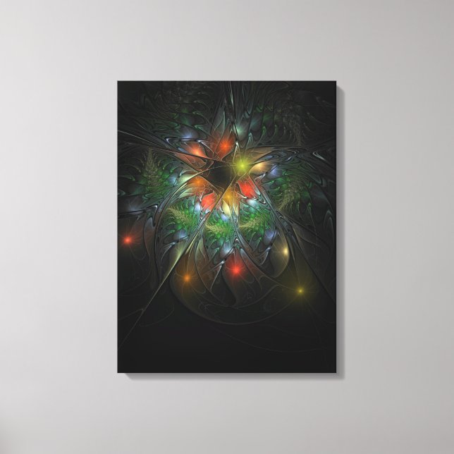 Lienzo Flores de fantasía fractal blandas y tendientes (Anverso)