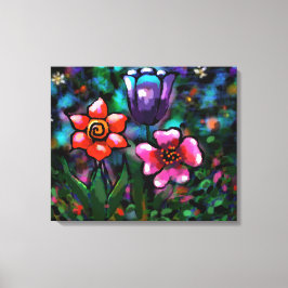 Lienzo Flores de flores extrañas púrpuras y azules extrav