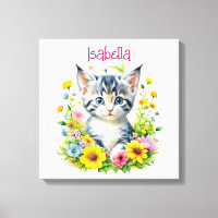 Flores de gatito en acuarela personalizadas